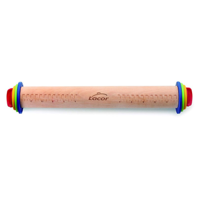 Lacor Wooden Rolling Pin With Guide Rings 34 cm
