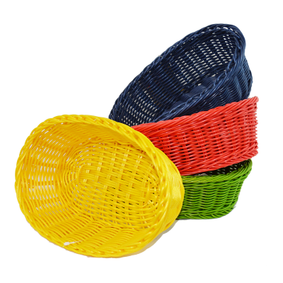 Handwoven Polypropylene Oval Serving Basket 23.5 x 16 x 8cm - Green