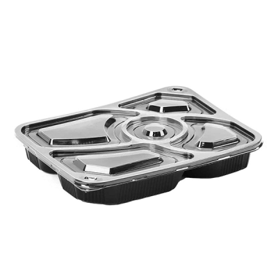 Black Microwaveable Plastic Container Base 5 Comp. (Pack 200)