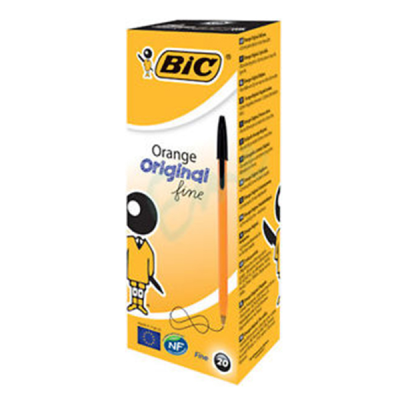 BIC Orange Fine Black Ballpoint Pen (Pack 20)