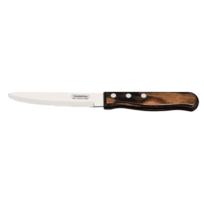 Tramontina Jumbo Polywood Handled Steak Knife 25cm, Rounded Tip, Serrated Edge, Brown