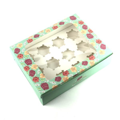 Floral Cupcake Holder 12 Inserts 32.5x25x9cm (Pack 12)