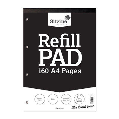 Silvine A4 Refil Pad 160 Pages Plain Perforated