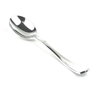Disposable Plastic Silver Spoon (Pack 24)