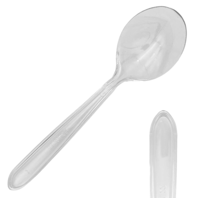 Clear Heavy Duty Plastic Reusable Soup Spoons (Pack 100)
