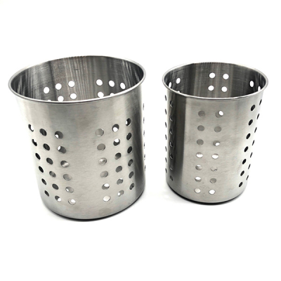 Cutlery Cylinder Set of 2 Perforated Stainless Steel (Pack 2)