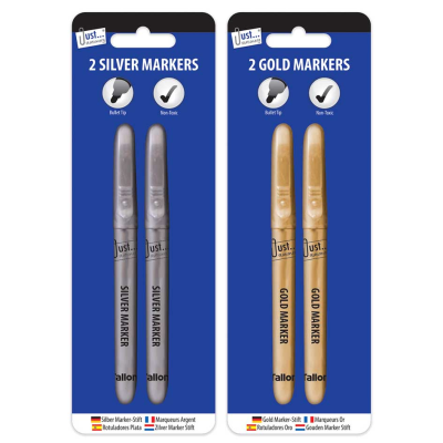 Just Stationery 2 Markers Gold or Silver (Pack 2)