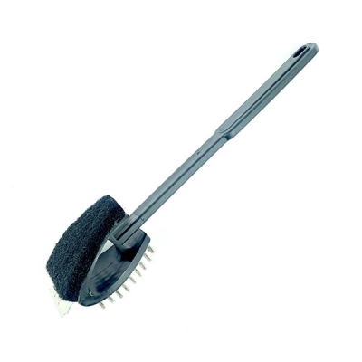Black Grill Brush Double Head Wire / Cleaner with Scraper 38cm