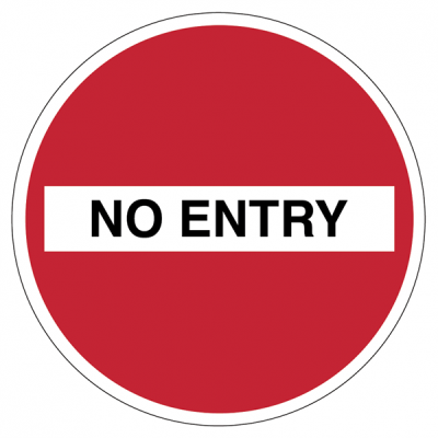 200mm Diameter No Entry symbol and text social distancing floor graphic