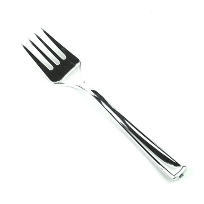 Disposable Plastic Silver Mini Fork (Pack 24)
