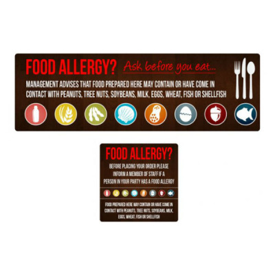 Allergy Awareness Sticker Pack 8 Notices