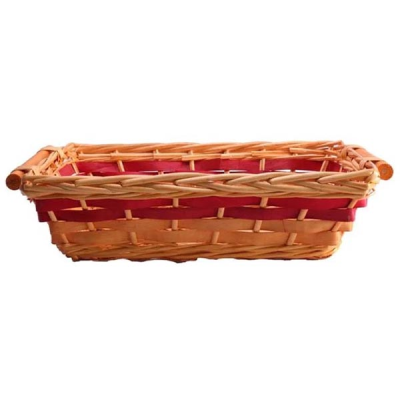 Rectangular Red Two Tone Basket with Handle