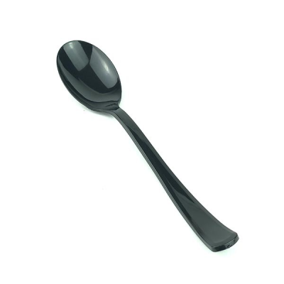 Disposable Premium Black Plastic Spoon (Pack 50)