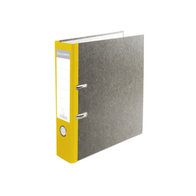 Exacompta Lever Arch File Marbled Grey With Yellow Coloured 80mm Spine - A4