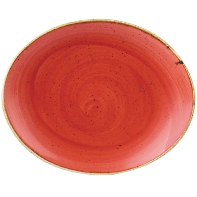 Churchill Stonecast Berry Red Orbit Oval Coupe Plate 19.7cm (Pack 12)