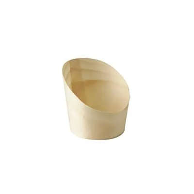 Disposable Serving Pieces Wood Angled Cone, Natural, 6.5x7.2cm (Pack 50)