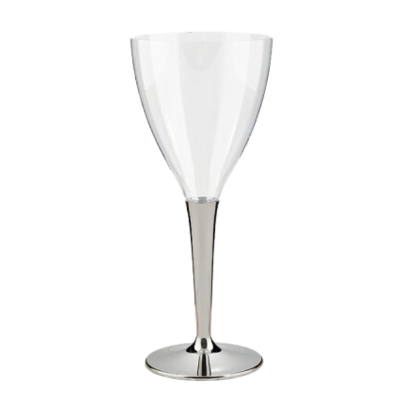 Sabert Disposable Wine Glass with Silver Stem 13cl (Pack10)
