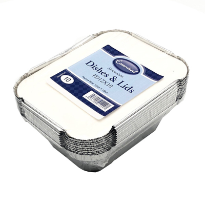 Essential Aluminium Foil Container & Lid 12x10cm (Pack 10)