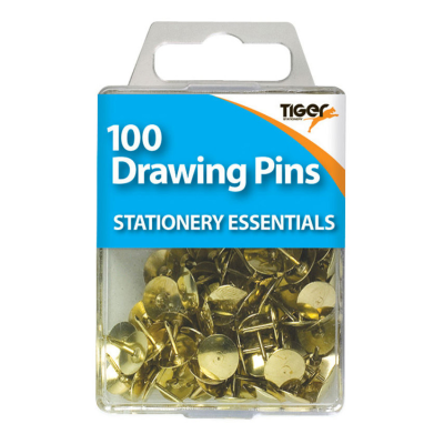 Tiger Gold Coloured Drawing Pins (Pack 100)