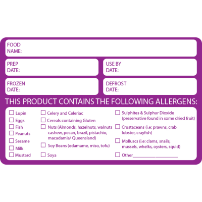 Removable Allergen Date Info Label - 60 x 95mm (Pack 500)