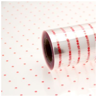 Cellophane Plastic Film Roll Red Dots 800mm x 100meter