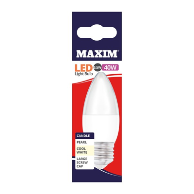 Maxim LED Candle Bulb Edison Screw Cool White 6w (Pack 10)