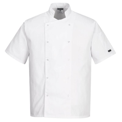 Portwest Cumbria Chef's Jacket Short Sleeve White Large - C733