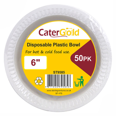 Cater Gold Disposable Plastic Bowl 6" / 16.5cm (Pack 50)