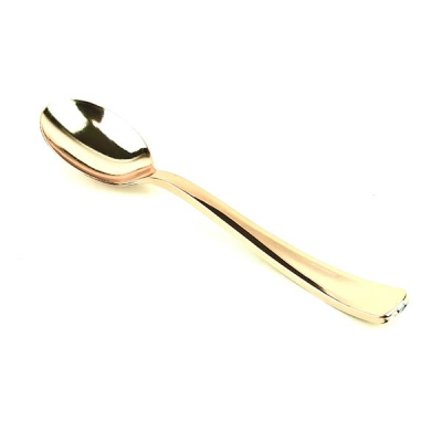 Disposable Plastic Rose Gold Spoon (Pack 12)