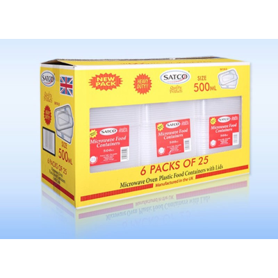 Satco 500ml Container & Lid (Pack 25) NEW Retail Pack