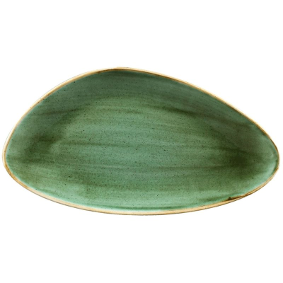 Churchill Stonecast Samphire Green Triangle Chefs Plate 13.75"x7.38" (Pack 6)