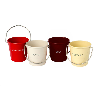 Condiment Pails / Buckets Assorted (Ketchup, Mustard, Mayo, BBQ) (Pack 4)