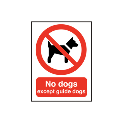 Self Adhesive No Dogs Except Guide Dogs Symbol Sign