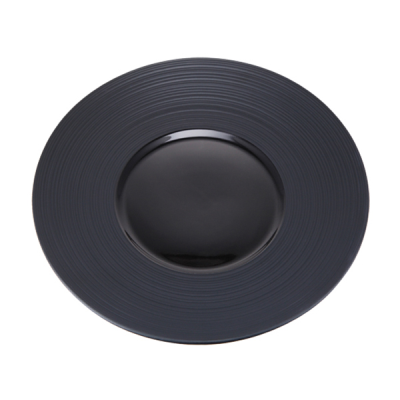 Contra Ribbed Round Plate Black 31cm