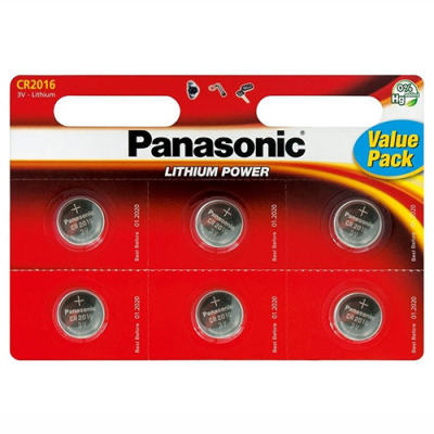 Panasonic Lithium Coin Battery 3v CR2016 (Pack 6)