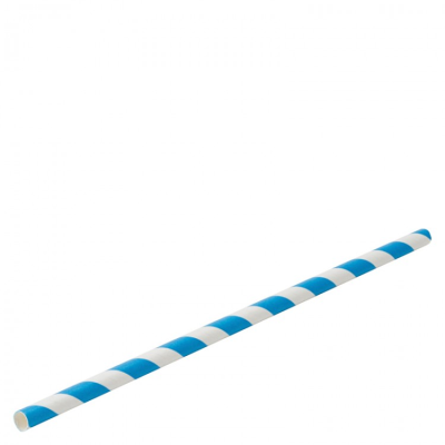 Paper Blue Stripe Straw 8" (20cm) (Pack 100)