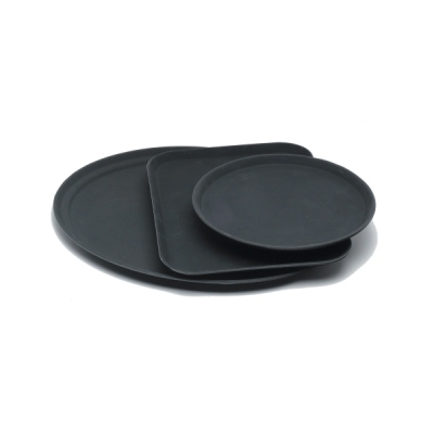Non Slip Fibreglass Tray Round Black 27.5cm