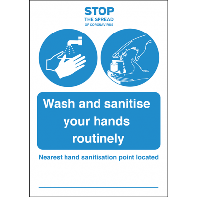 A5 size Nearest hand sanitisation point is located self adhesive vinyl