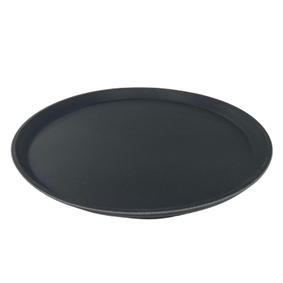 Non Slip Fibreglass Tray Round Black 35.5cm