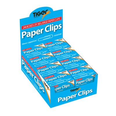 Tiger Box of 50 Paper Clips 50mm