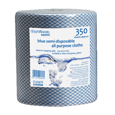 Optima Semi Lightweight All Purpose Cloth Rolls 350 Sheets Blue 40 x 22cm