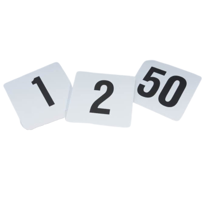 Heavy Plastic Table Numbers 1-25 4"x3.75" (Pack 25)