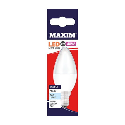 Maxim LED Candle Bulb Small Edison Screw Day Light White 6w (Pack 10)