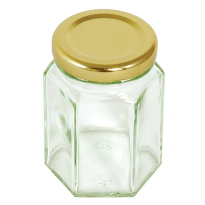 Tala Hexagnol Glass Jar with Gold Screw top Lid 110ml / 4oz