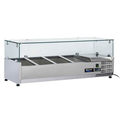 Blizzard TOP1200CR Toppings Prep Unit with Glass Surround holds 3x1/3 GN Not Included 1200mm wide