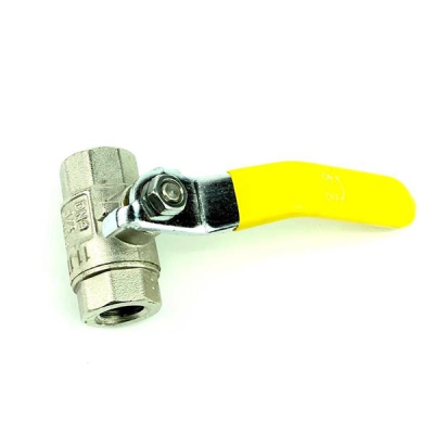 Gas Ball Valve - 1/4" - BSP TF Yellow Lever Handle FxF