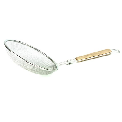 Fine Mesh Strainer with Wooden Handle and Resting Hook 18cm