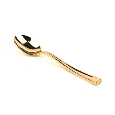 Disposable Plastic Rose Gold Tea Spoon (Pack 12)