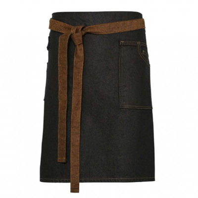 Denim Waist Apron Black/Tan Wax Look  70 x 50 cm