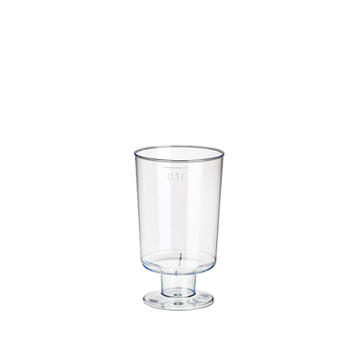 Clear Plastic Stemmed White Wine Glass 100ml 5.1x8.5cm (Pack 10)